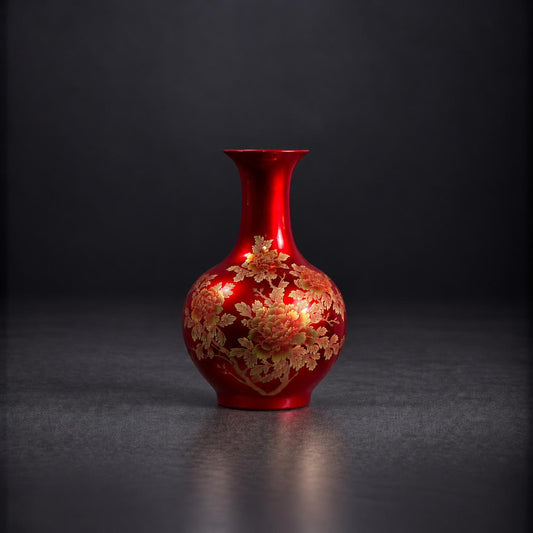 Crimson Peony Elegance Vase 40H x 12D
