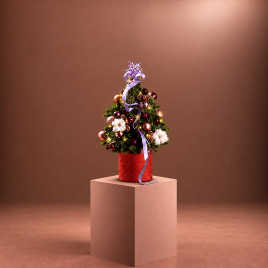 VELVET SNOWLIGHT -  Mini Xmas Tree (30cm) in Suede Red BloomBox  | DELIVERIES BEGIN 16 NOV 26