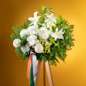 Lucent Floral Tripod - https://beato.com.sg/shop/occasions/bereavement-and-condolence-flowers/